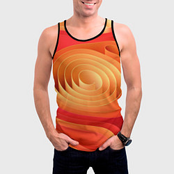 Майка-безрукавка мужская Оранжевые объемные круги, цвет: 3D-черный — фото 2