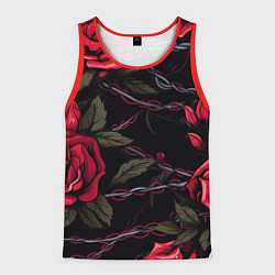 Мужская майка без рукавов Череп и красные розы