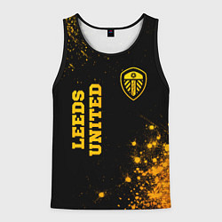 Майка-безрукавка мужская Leeds United - gold gradient вертикально, цвет: 3D-черный