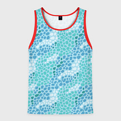 Майка-безрукавка мужская Океанские волны из синих и бирюзовых камней, цвет: 3D-красный