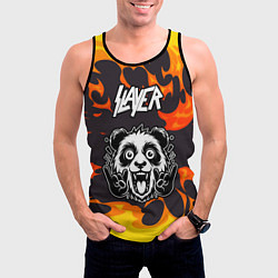 Майка-безрукавка мужская Slayer рок панда и огонь, цвет: 3D-черный — фото 2
