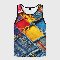 Майка-безрукавка мужская Colorful denim patchwork - ai art, цвет: 3D-черный