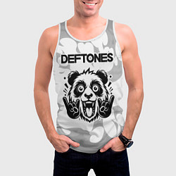 Майка-безрукавка мужская Deftones рок панда на светлом фоне, цвет: 3D-белый — фото 2