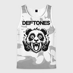 Майка-безрукавка мужская Deftones рок панда на светлом фоне, цвет: 3D-белый