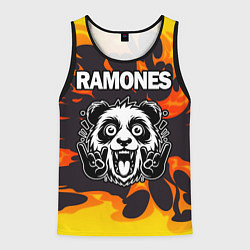 Майка-безрукавка мужская Ramones рок панда и огонь, цвет: 3D-черный