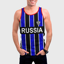 Майка-безрукавка мужская Россия- черно-синяя униформа, цвет: 3D-красный — фото 2