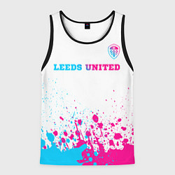 Мужская майка без рукавов Leeds United neon gradient style посередине