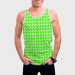 Майка-безрукавка мужская Зелёные лепестки шестиугольники, цвет: 3D-белый — фото 2