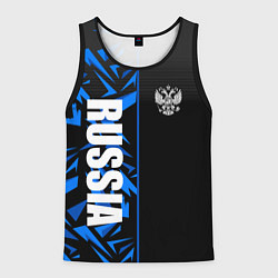 Майка-безрукавка мужская Россия - синяя абстракция, цвет: 3D-черный