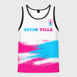 Мужская майка без рукавов Aston Villa neon gradient style посередине