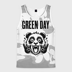 Майка-безрукавка мужская Green Day рок панда на светлом фоне, цвет: 3D-белый