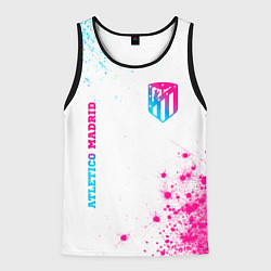 Майка-безрукавка мужская Atletico Madrid neon gradient style вертикально, цвет: 3D-черный