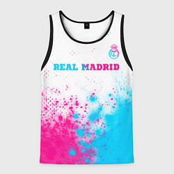 Майка-безрукавка мужская Real Madrid neon gradient style посередине, цвет: 3D-черный
