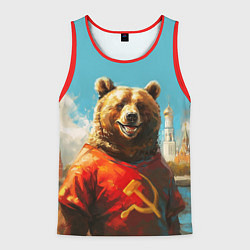 Майка-безрукавка мужская Медведь с гербом СССР, цвет: 3D-красный