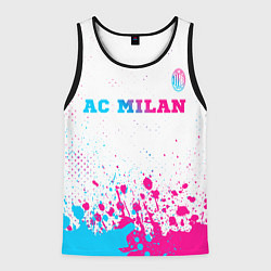 Майка-безрукавка мужская AC Milan neon gradient style посередине, цвет: 3D-черный