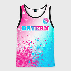 Майка-безрукавка мужская Bayern neon gradient style посередине, цвет: 3D-черный