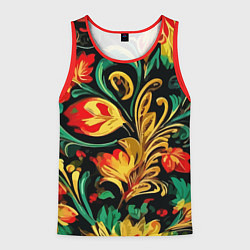 Майка-безрукавка мужская Хохлома акварель, цвет: 3D-красный
