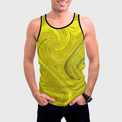 Майка-безрукавка мужская Желтая абстракция, цвет: 3D-черный — фото 2