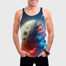 Майка-безрукавка мужская Разрыв космического тела - нейросеть, цвет: 3D-белый — фото 2