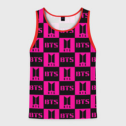 Майка-безрукавка мужская BTS pattern pink logo, цвет: 3D-красный