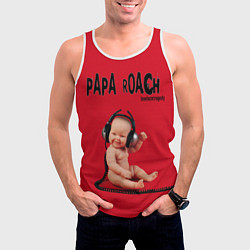 Майка-безрукавка мужская Papa Roach - baby with headphones, цвет: 3D-белый — фото 2