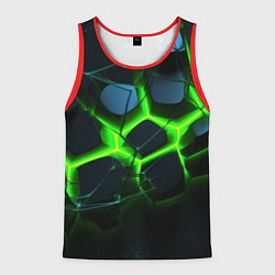 Мужская майка без рукавов Зеленый неон и разлом плит