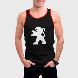 Майка-безрукавка мужская Peugeot logo, цвет: 3D-красный — фото 2