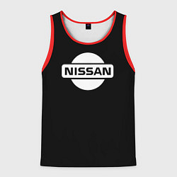 Майка-безрукавка мужская Nissan logo white, цвет: 3D-красный