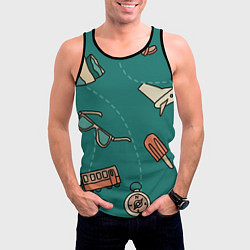 Майка-безрукавка мужская Предметы для путешествий, транспорт, цвет: 3D-черный — фото 2