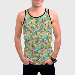 Майка-безрукавка мужская Летнее настроение паттерн, цвет: 3D-черный — фото 2