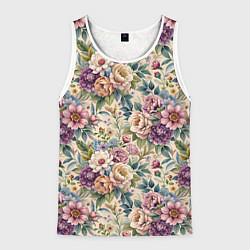 Мужская майка без рукавов Нежные цветочные мотивы паттерны