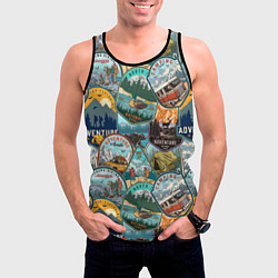 Майка-безрукавка мужская Adventure stickers, цвет: 3D-черный — фото 2