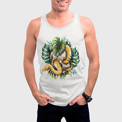 Майка-безрукавка мужская Змея в черепе с листьями, цвет: 3D-белый — фото 2