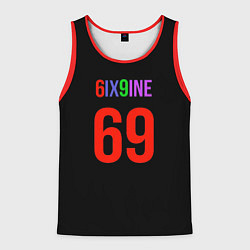Майка-безрукавка мужская 6ix9ine logo, цвет: 3D-красный