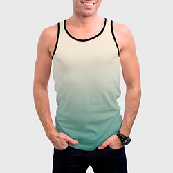 Майка-безрукавка мужская Градиент бежевый в бирюзовый, цвет: 3D-черный — фото 2