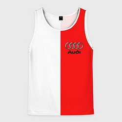 Майка-безрукавка мужская AUDI logo полосы, цвет: 3D-белый