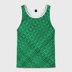 Майка-безрукавка мужская Насыщенный зелёный текстурированный, цвет: 3D-белый
