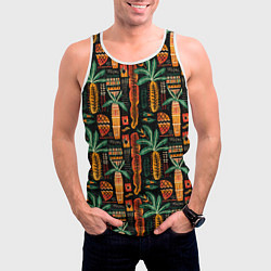 Майка-безрукавка мужская Африканские узоры ананас, цвет: 3D-белый — фото 2