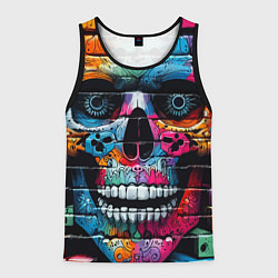 Майка-безрукавка мужская Crazy color skull - graffiti, цвет: 3D-черный