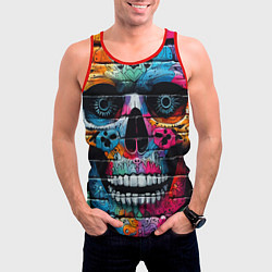 Майка-безрукавка мужская Crazy color skull - graffiti, цвет: 3D-красный — фото 2