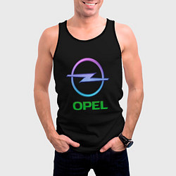 Майка-безрукавка мужская Opel auto neon, цвет: 3D-черный — фото 2