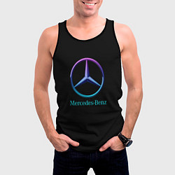 Майка-безрукавка мужская Mercedes neon logo, цвет: 3D-черный — фото 2