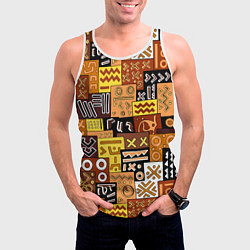 Майка-безрукавка мужская Африканские этнический коллаж, цвет: 3D-белый — фото 2