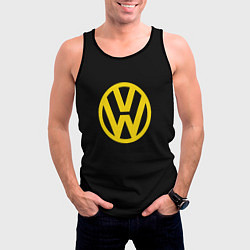 Майка-безрукавка мужская Volkswagen logo yellow, цвет: 3D-черный — фото 2