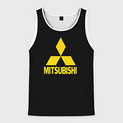 Майка-безрукавка мужская Mitsubishi logo yelow, цвет: 3D-белый