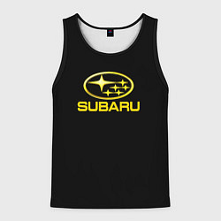 Майка-безрукавка мужская Subaru logo yellow, цвет: 3D-черный