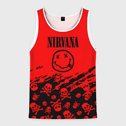 Майка-безрукавка мужская Nirvana rock skull, цвет: 3D-белый