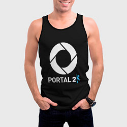 Майка-безрукавка мужская Portal2 logo game, цвет: 3D-черный — фото 2