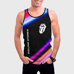 Майка-безрукавка мужская Rolling Stones neon rock lights, цвет: 3D-черный — фото 2