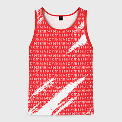 Майка-безрукавка мужская Руны на красно-белом рваном фоне, цвет: 3D-красный